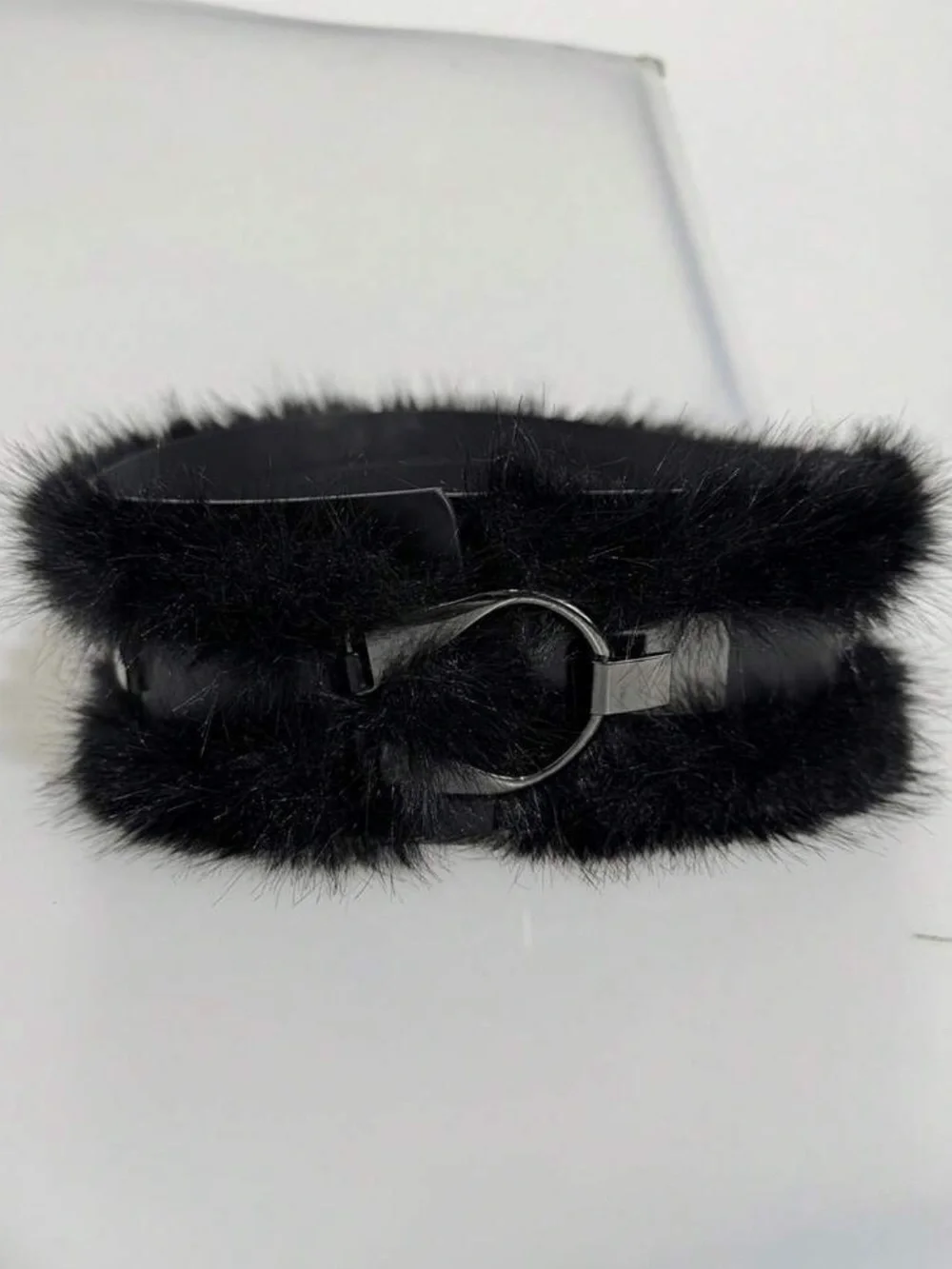 Faux Fur Black Statement Waist Belt